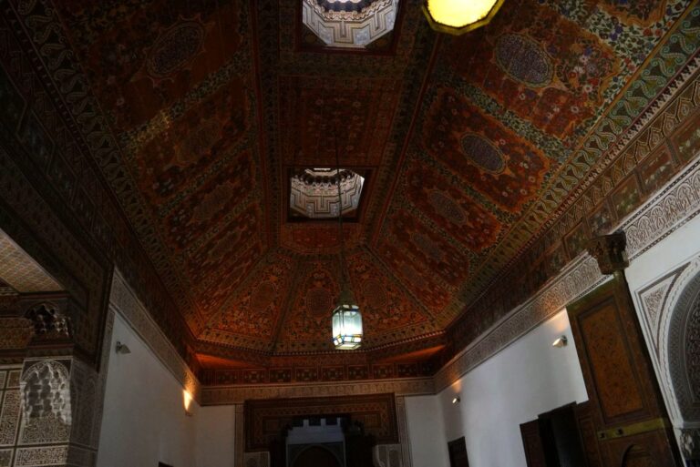Painted cedar ceiling in the Bahia Palace, Marrakech