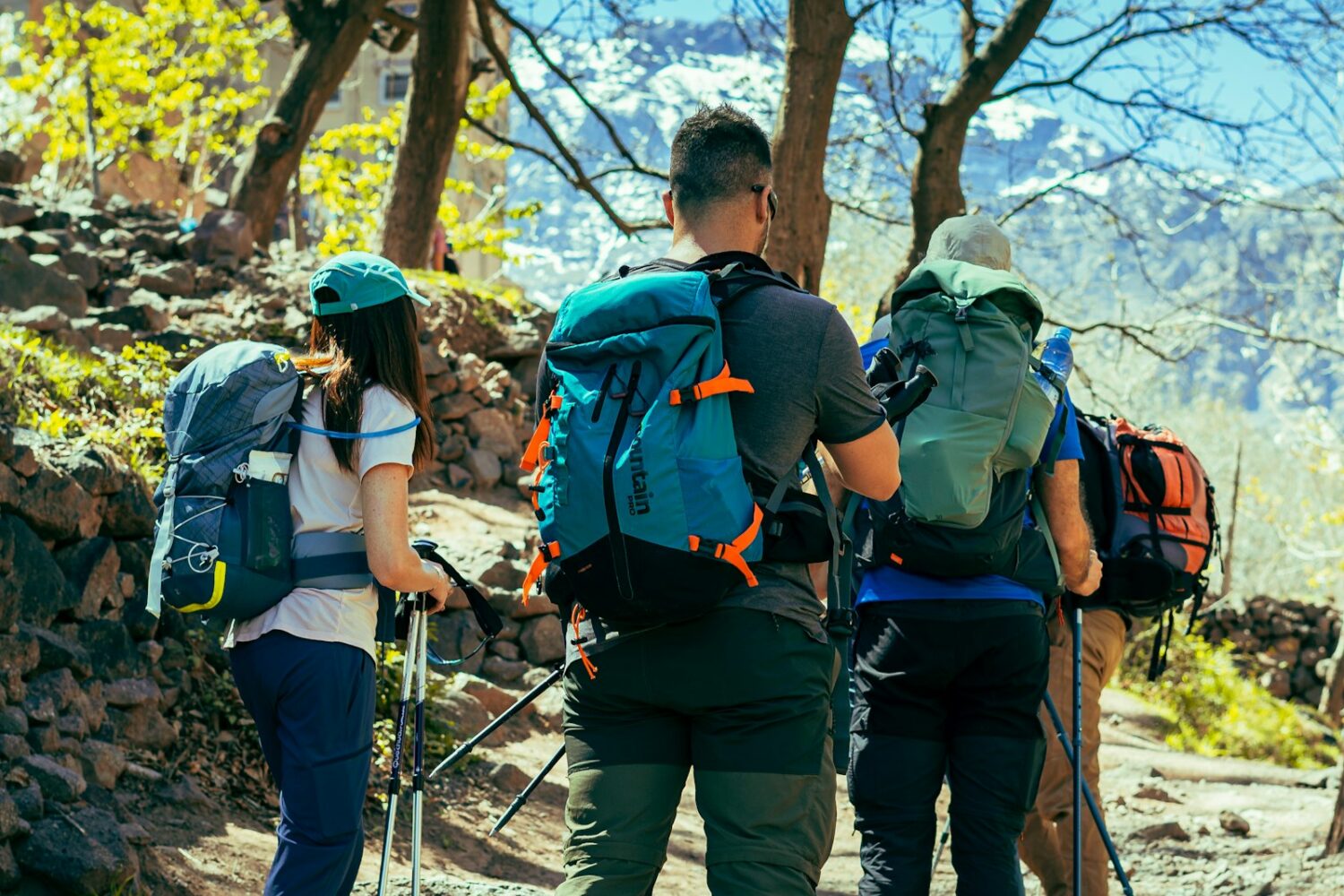 Hikers with a local guide in the High Atlas