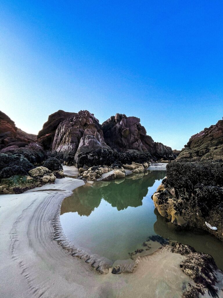 Rock pools on Legzira beach, Morocco