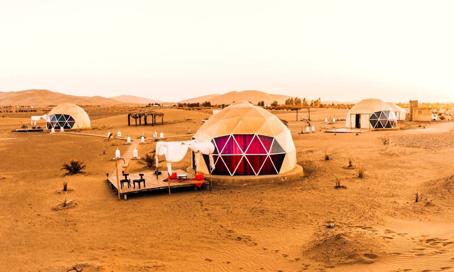 Berber desert camp in the Sahara near Merzouga, Morocco