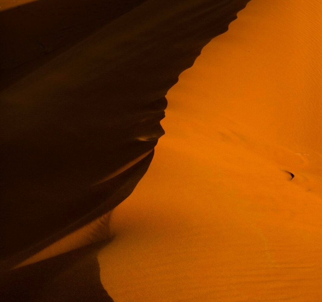 Erg Chebbi dunes and camels, Merzouga, Sahara Desert, Morocco