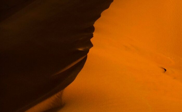Erg Chebbi dunes and camels, Merzouga, Sahara Desert, Morocco