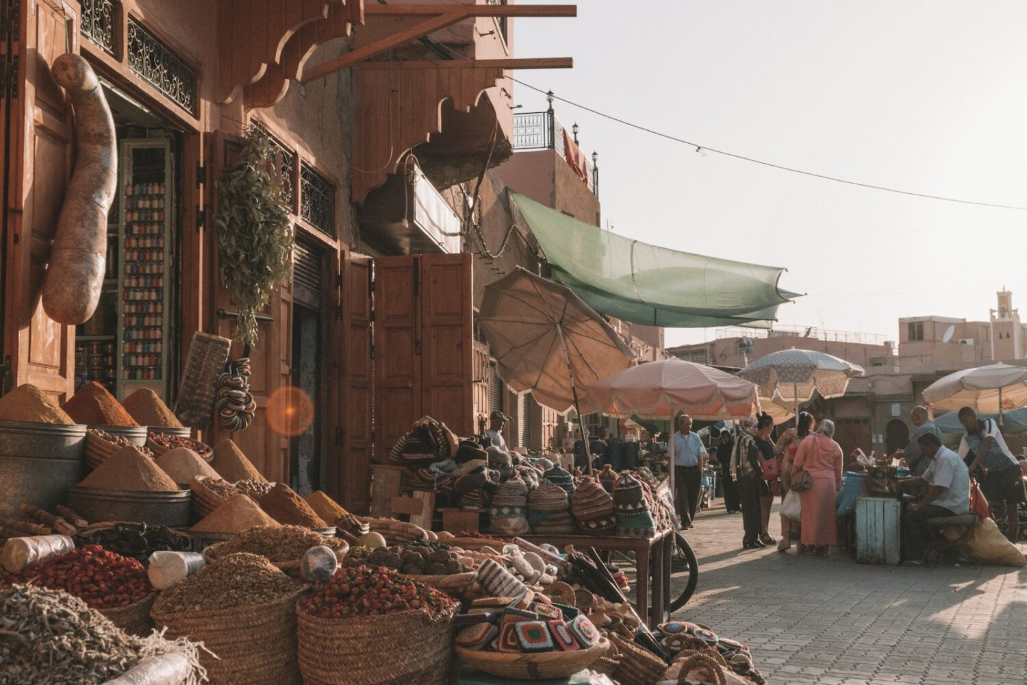Market stalls in a Moroccan souk