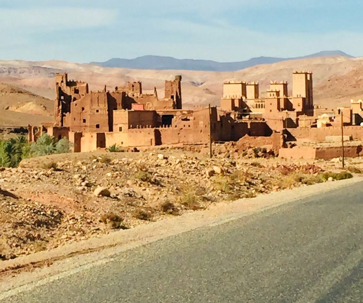 Old earthen kasbah ruins in southern Morocco
