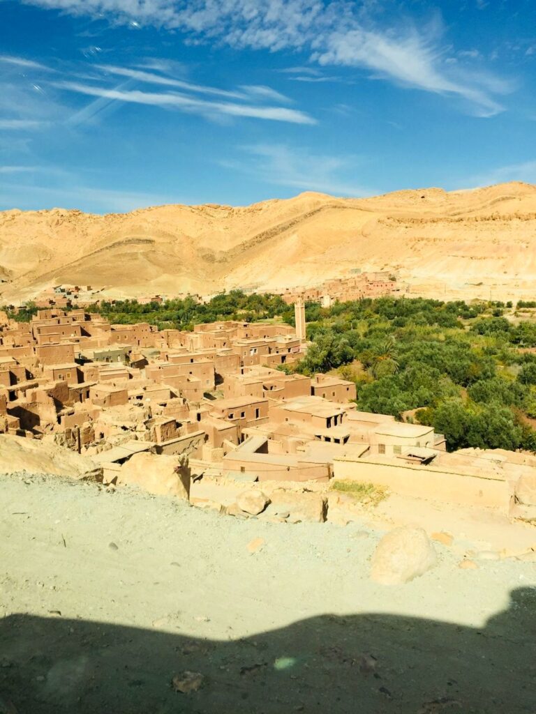 Old earthen kasbah ruins in southern Morocco