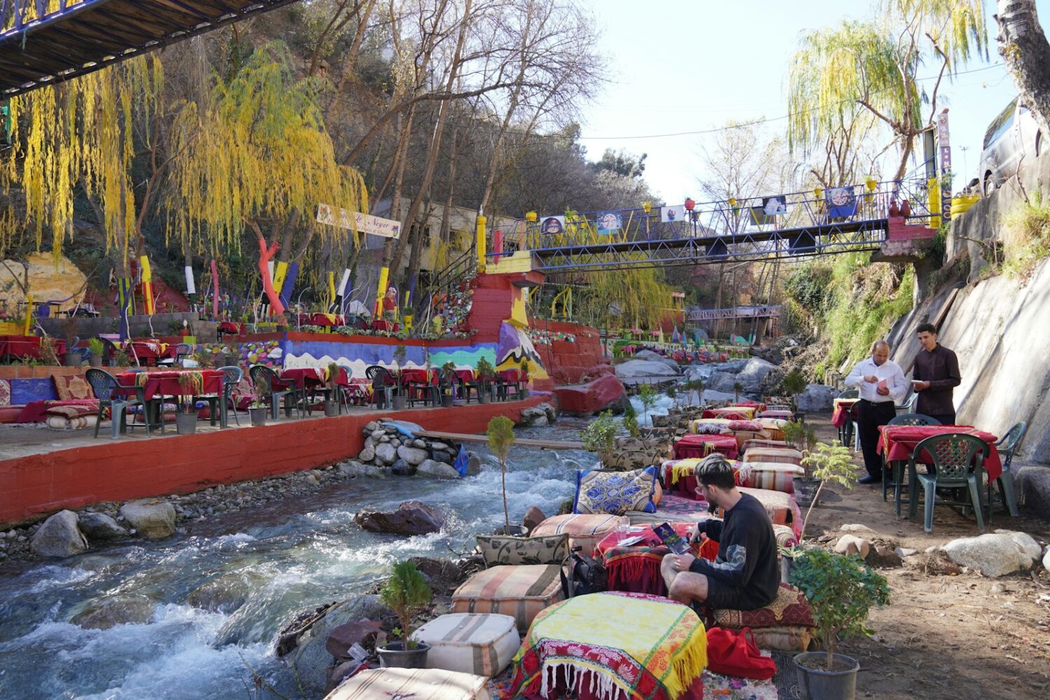Riverside cafes in the Ourika Valley, High Atlas