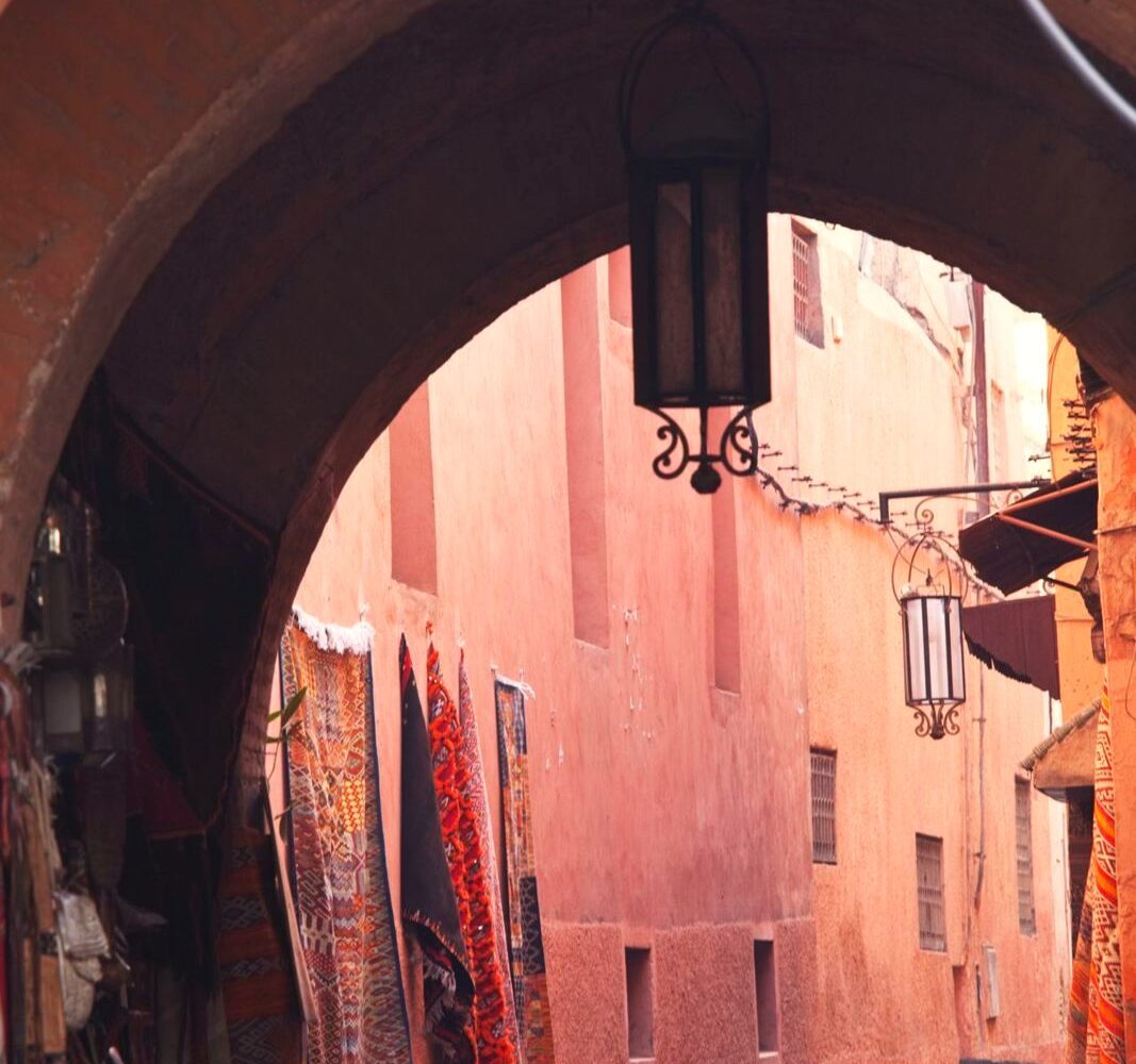 Traditional riad and medina lanes in Marrakech