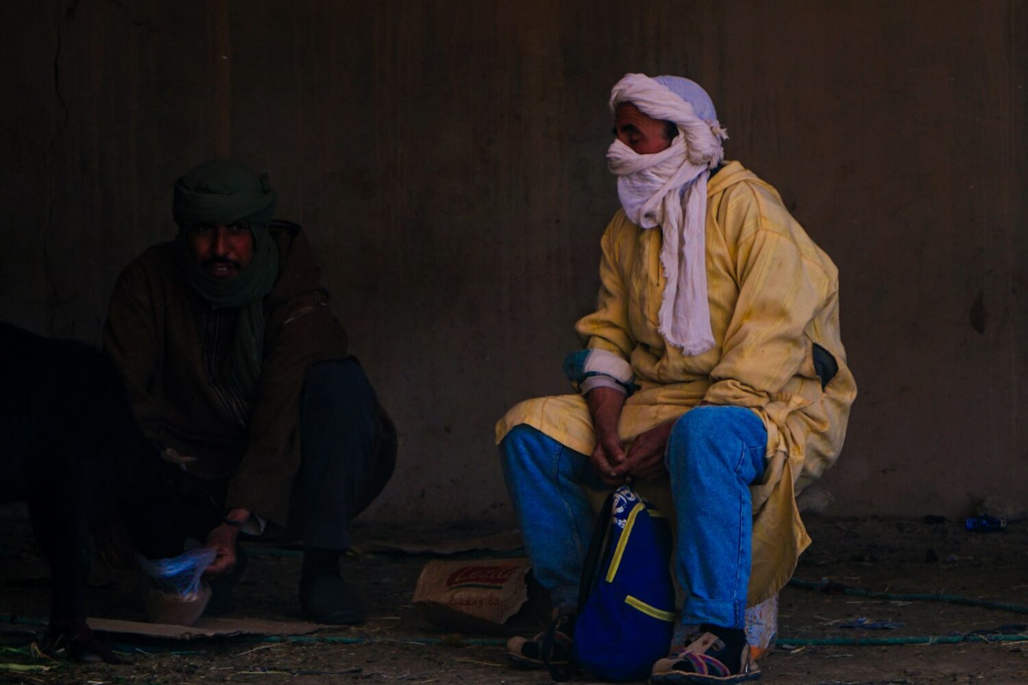 Two men in traditional dress in Rissani