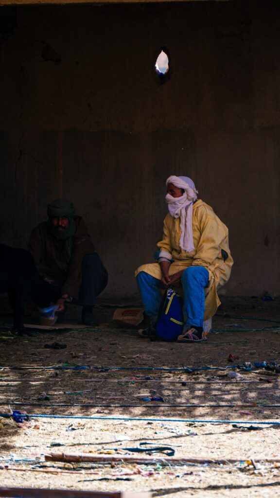 Two men in traditional dress in Rissani
