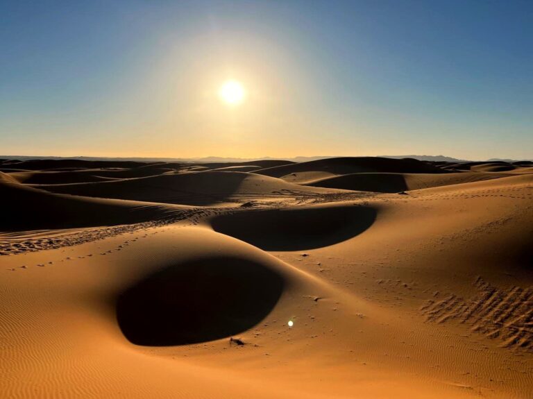 Sunset over the Erg Chebbi sand dunes near Merzouga, Morocco