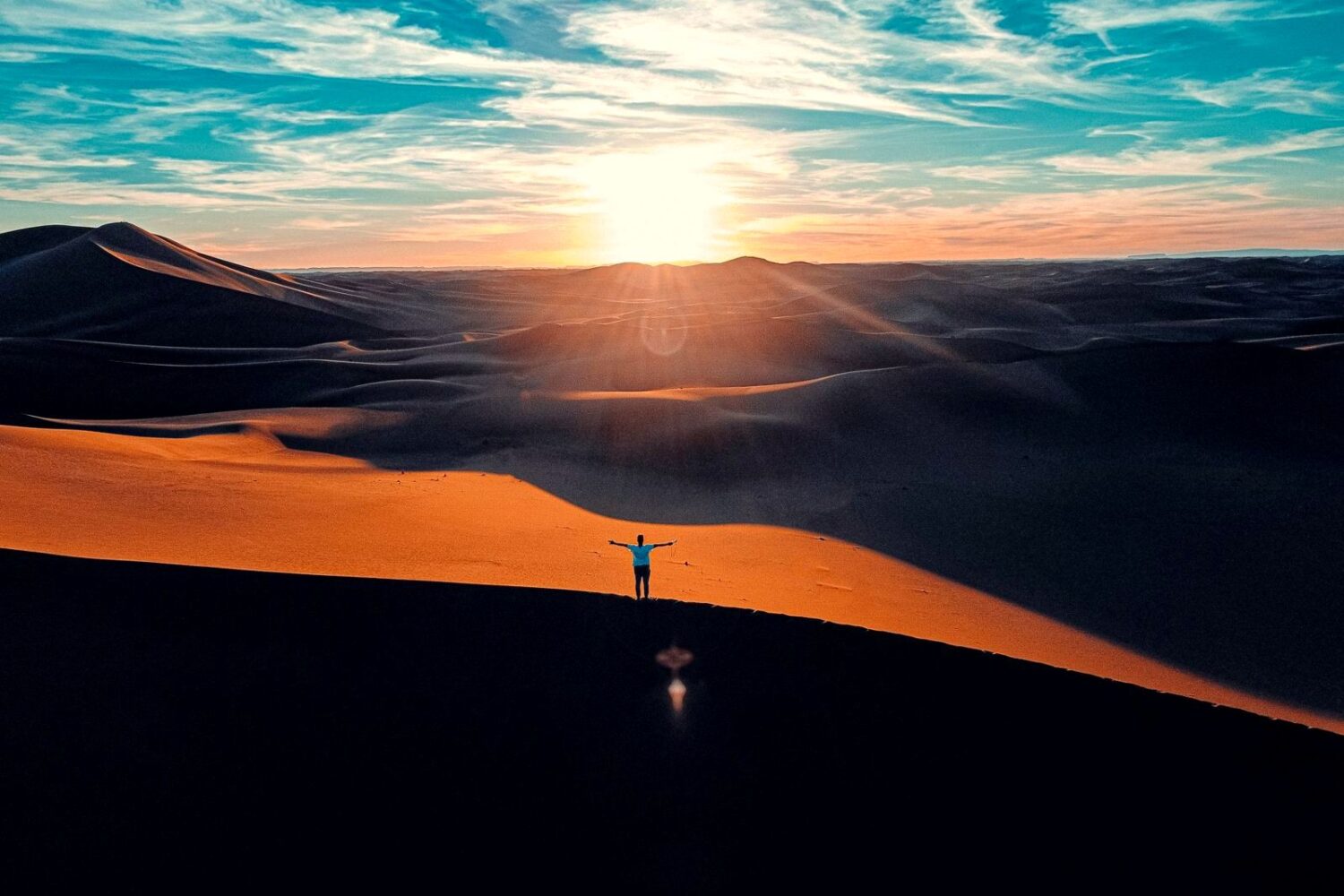 Sunset over the Erg Chebbi sand dunes near Merzouga, Morocco