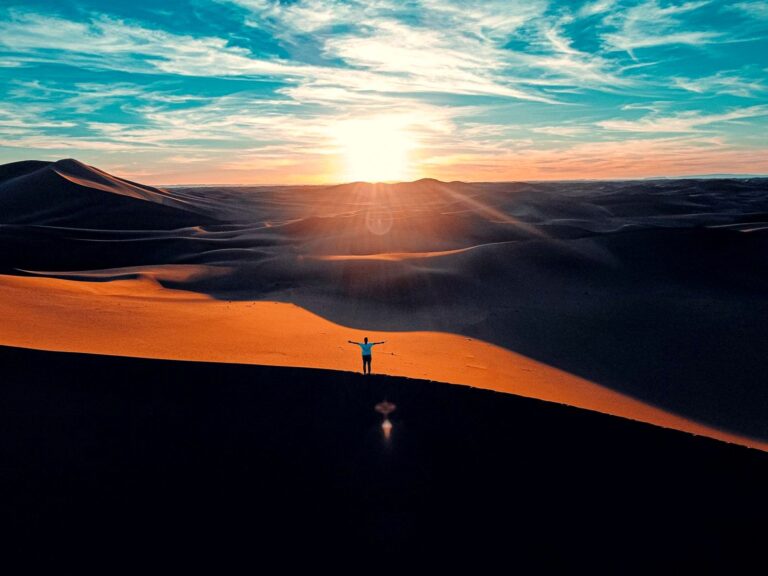 Sunset over the Erg Chebbi sand dunes near Merzouga, Morocco