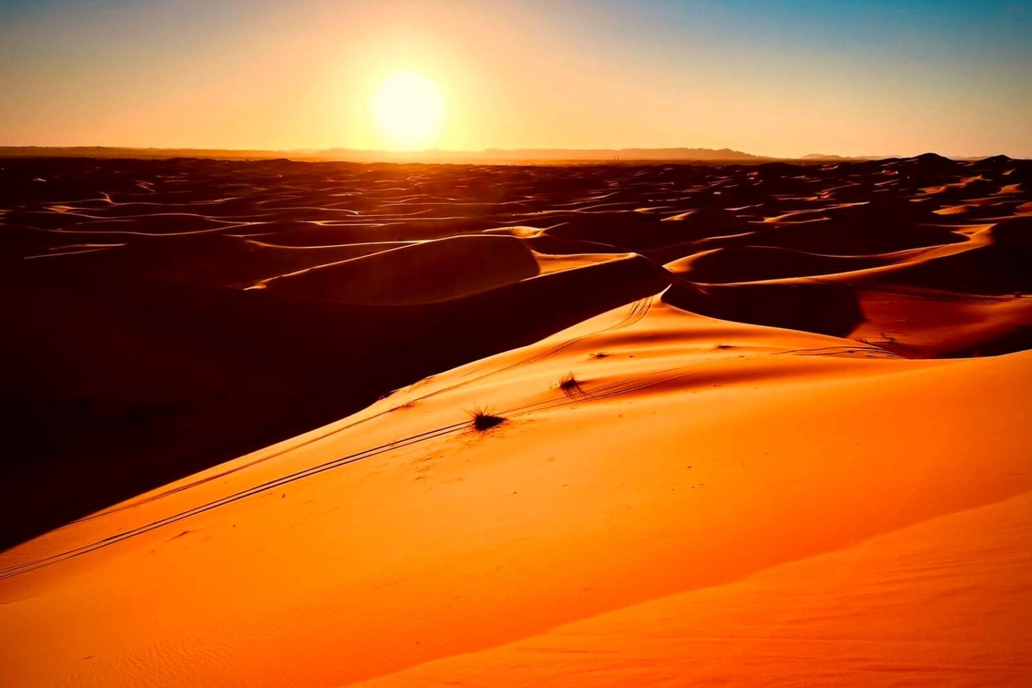 Sunset over the Erg Chebbi sand dunes near Merzouga, Morocco